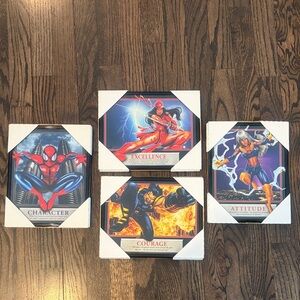 Marvel Superhero Motivational Prints - Spider-Man & X-Men Characters, Multicolor